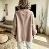Women's Short Loose Fit Double-Faced Wool Coat with -Trim Cuffs, Color, European