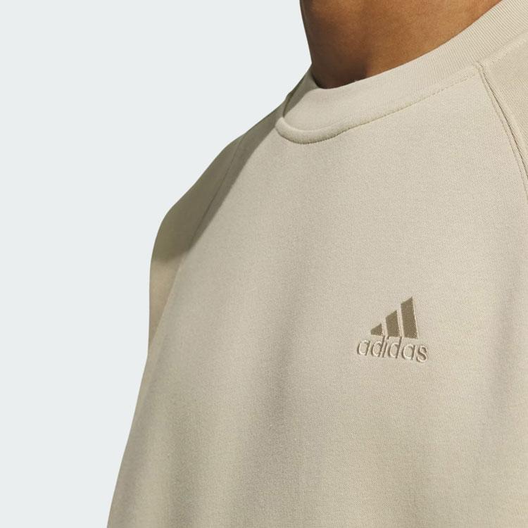 Adidas All Szn Oversized Sweatshirt Solid Color Letter Logo Embroidery Detail Sports Crew Neck Pullover Men Sweatshirt Prairie-Brown IY4282