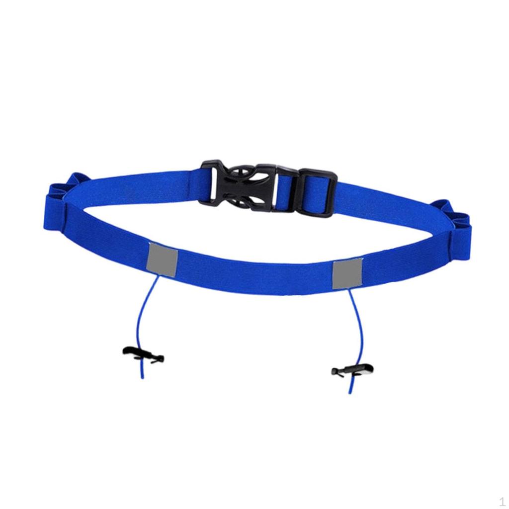 Adjustable Reflective Race Number Belt for Triathlon, with Loops And Fastening System Running