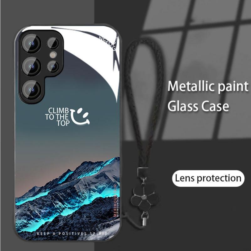 Snow Mountain Is Suitable for Samsung S24ULTRA Mobile Phone Case S23 Glass Mirror S22 Trendy Brand A52A54 Boys New A14