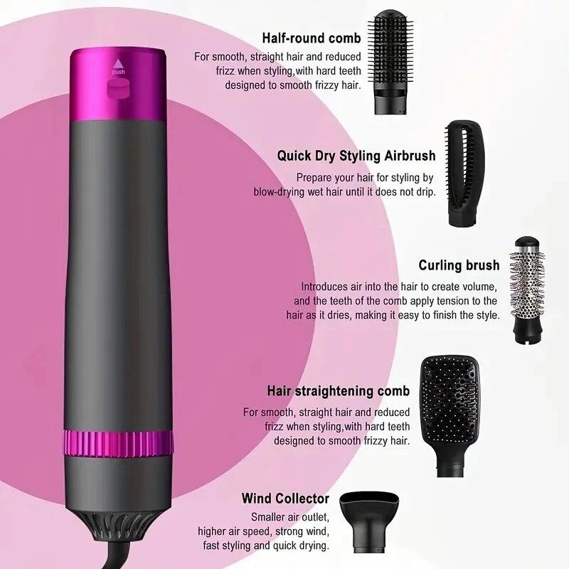 Homefish 5 in 1 Hair Dryer Brush Hot Air Brush & Volumizer Styler Set With Interchangeable Brush Head Negative Ionic Blow Dryer