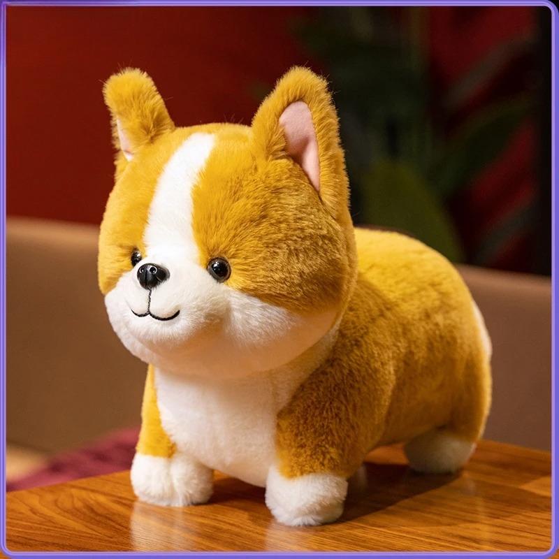 Heißes lebensechtes Corgi Hunde Plüschtier Stofftier Niedlicher Simulationswelpe Inu Flauschig Beruhigende Baby Puppe Geschenk für Kinder Geburtstag