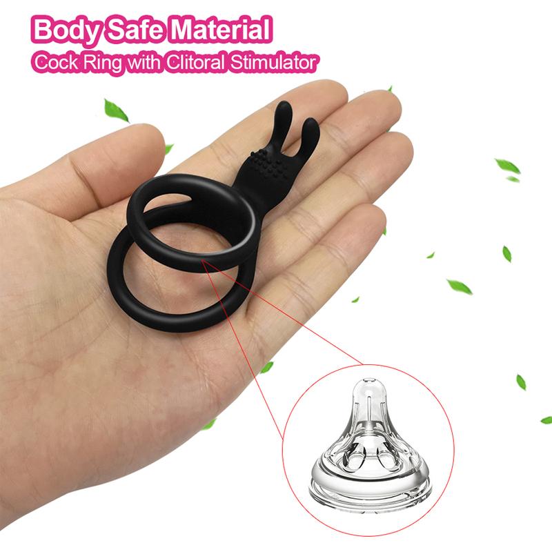 Silicone Penis Ring Clitoris Stimulator Cock Ring Delay Ejaculation 2in1 Cock Ring Erection Ring Sex Toys for Men Couples