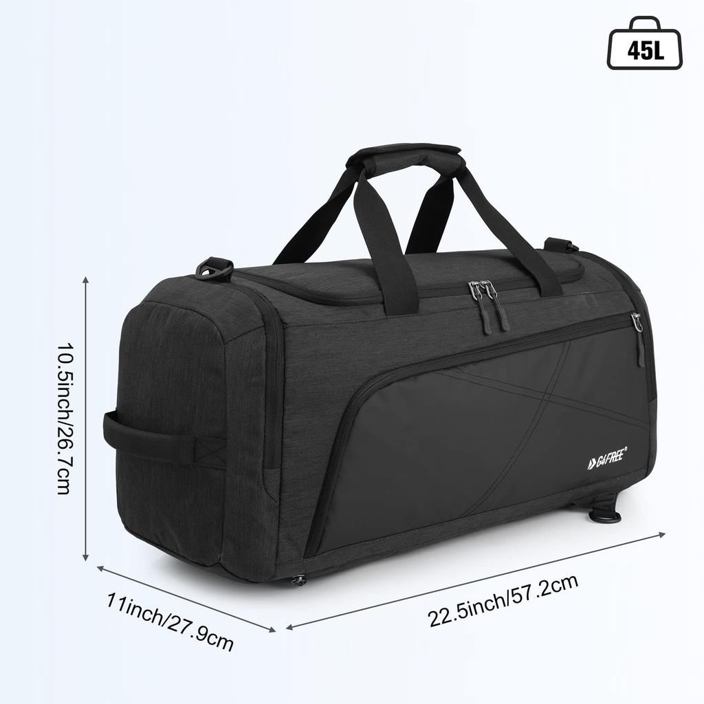 Duffel Gym Large Easy To with Wet Pocket and Shoe for Travel Dark [G4Free] 3-way Bag, Bag, Bag, Capacity, Durable, Lightweight, Carry, Compartment,