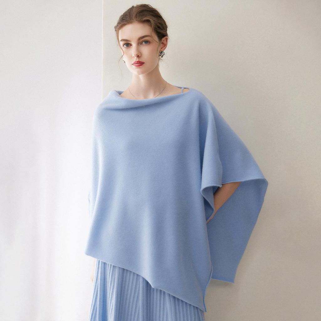 Kangsai Women's Cashmere Shawl: One-Shoulder Irregular Knit Cape Cardigan for Spring & Autumn