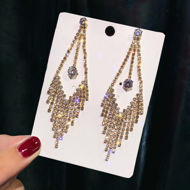 

Длинные серьги-кисточки из серебра S925 пробы с бриллиантами Super Flash — универсальные женские серьги-украшения в корейском стиле для знаменитостей