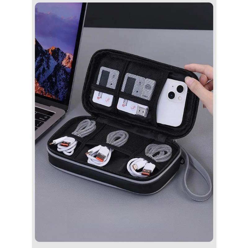Hard Disk, USB Data Cable & Charger Storage Bag - Multifunctional Organizer with Multiple Compartments, Shockproof & Portable