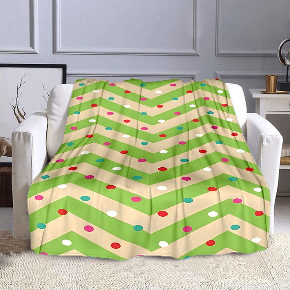 Chevron Pattern with Colorful Dots Patterned flannel blanket perfect for the bedroom living room, sofa, or a little nap