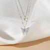 New Elegant Silver Color Shiny Butterfly Necklaces Ladies Exquisite Double Layer Clavicle Chain Necklace Jewelry Gift