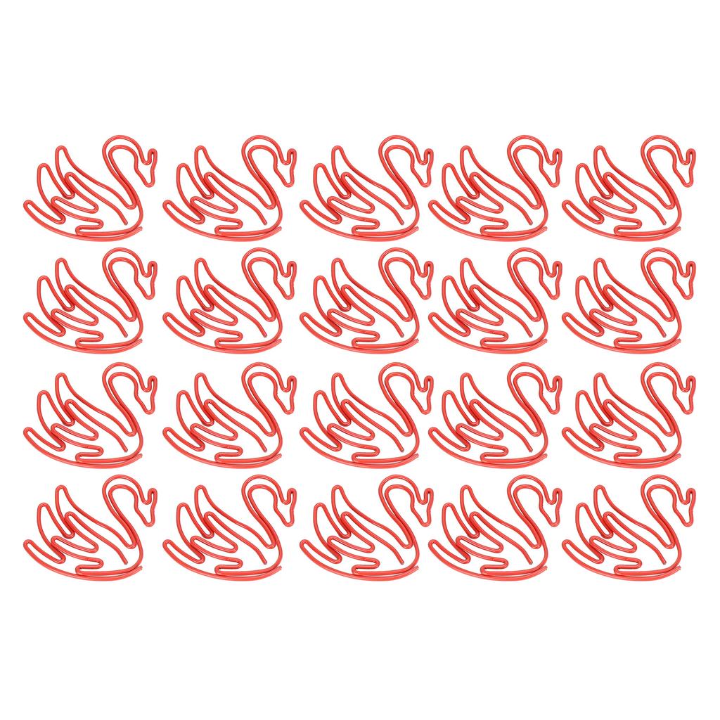20Pcs Clipe de papel de desenho animado em forma de cisne Criatividade Metal Modelagem Decoração Artesanato Suprimentos Vermelho