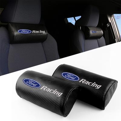 1/2Pcs Carbon Fiber Car Headrest Neck Rest Cushion Support Seat Accessory For Shelby S-Max Focus ST Mondeo Transit Mustang