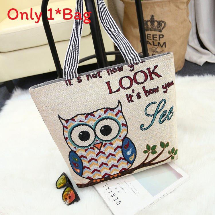 Canvas Butterfly Elephant Cat Tote Bag For Women With Sewn Details For Daily Use