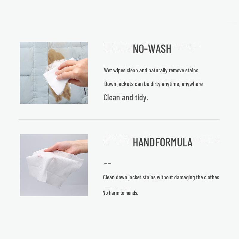 Lingettes nettoyantes jetables pour doudounes - Portables, dégraissantes et sans lavage
