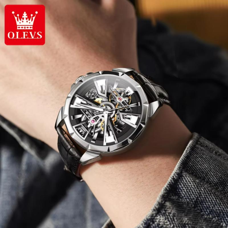 Luksusowy Zegarek Męski Wodoodporny Luminescencyjny Wielofunkcyjny Automatyczny Mechaniczny Zegarek Szkieletowy