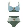 2025 Gold-Plated Color Block High Waist Bikini for Women