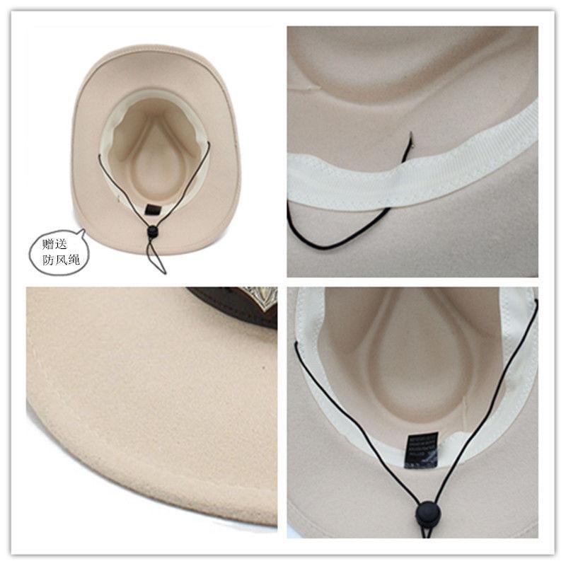 New ethnic style western cowboy hat woolen top hat men's and women's top hat outdoor travel hat winter
