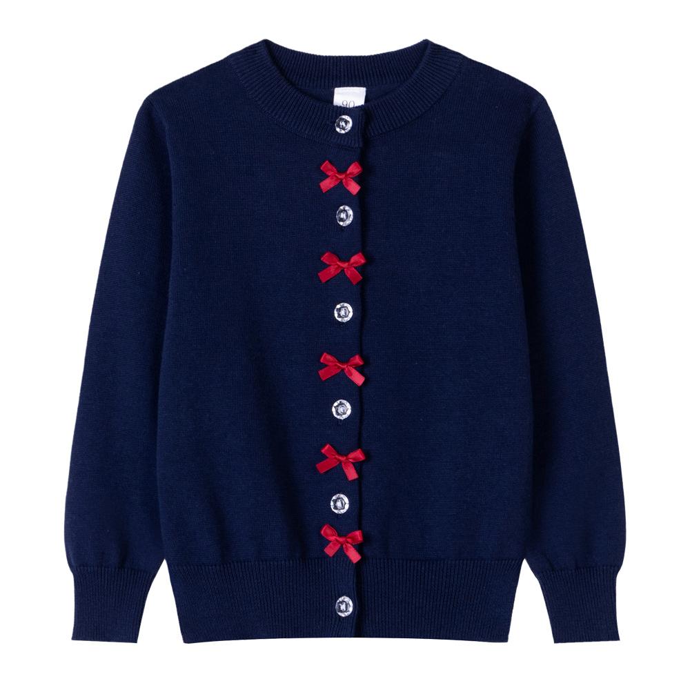 Sonbahar Yeni Pamuklu Fiyonk Kore Hırkası Kız Örme Hırka Uzun Kollu Küçük Çocuk Kazak Ceket