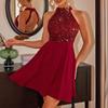 Sommer Neues Europäisches Und Amerikanisches Sexy Temperament Damen Ärmelloses Perlen-Schmal geschnittenes Rockkleid