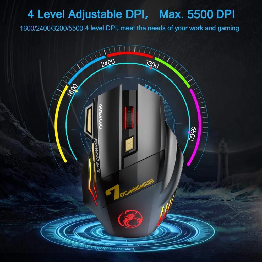 7 Buttons Rechargeable Wireless Mouse Gamer Gaming Mouse Ergonomic Computer Mice For Computer PC Gamer Mouse Laptop Accessories