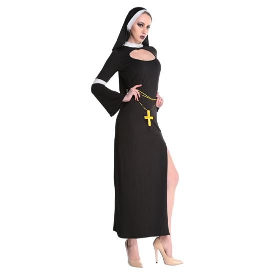 Halloween Sexy jeptiška ženy pro dospělé s dlouhými rukávy High Split Party Cosplay maškarní šaty