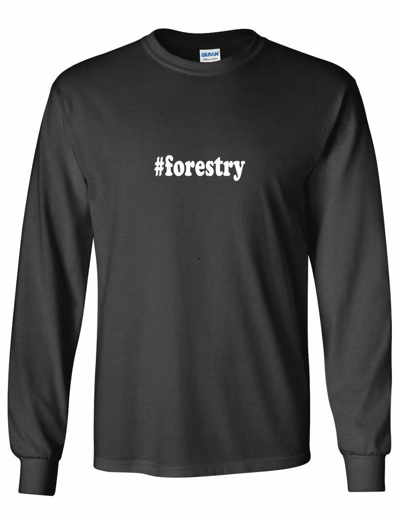 #forestry T-Shirt Hashtag Forestry Funny Present Black Long Sleeve Tee Shirt S