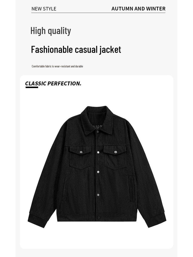 Spring/Autumn Men's Trendy Corduroy Lapel Jacket 2026