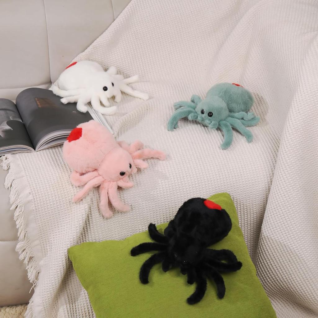 Halloween Stuffed Animal Spider Plush Soft Fur Huggable Green Spiders Pillow, Adorable Playtime Plush Toy,Stuffed Spider Super Soft Plush Doll Animal