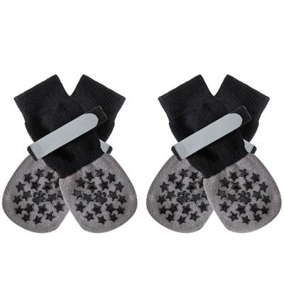 4pcs Fashion Anti-Slip Dog Socks Anti-Scratch Silent Pets Knitted Socks Strong Grip Soft Cotton Paw Protection Socks Indoor