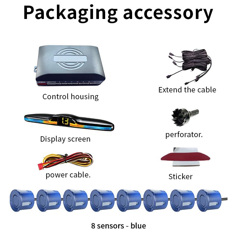 Voice Prompt 8-Probe Parking Sensor System 22mm 12V Reversing Radar Source Factory Car Parking Assistance Device