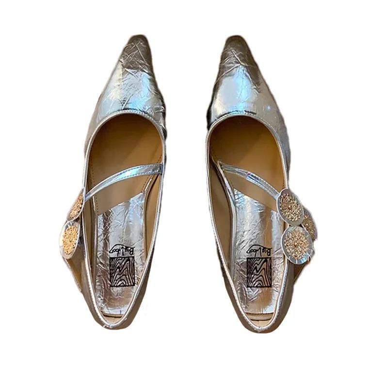 Fashion Luxury Women Heels Shoes Designer Pointed Toe Heeled Sandals Shallow Summer Elegant 2025 Party Shoes Dress New Mujer De Zapatos