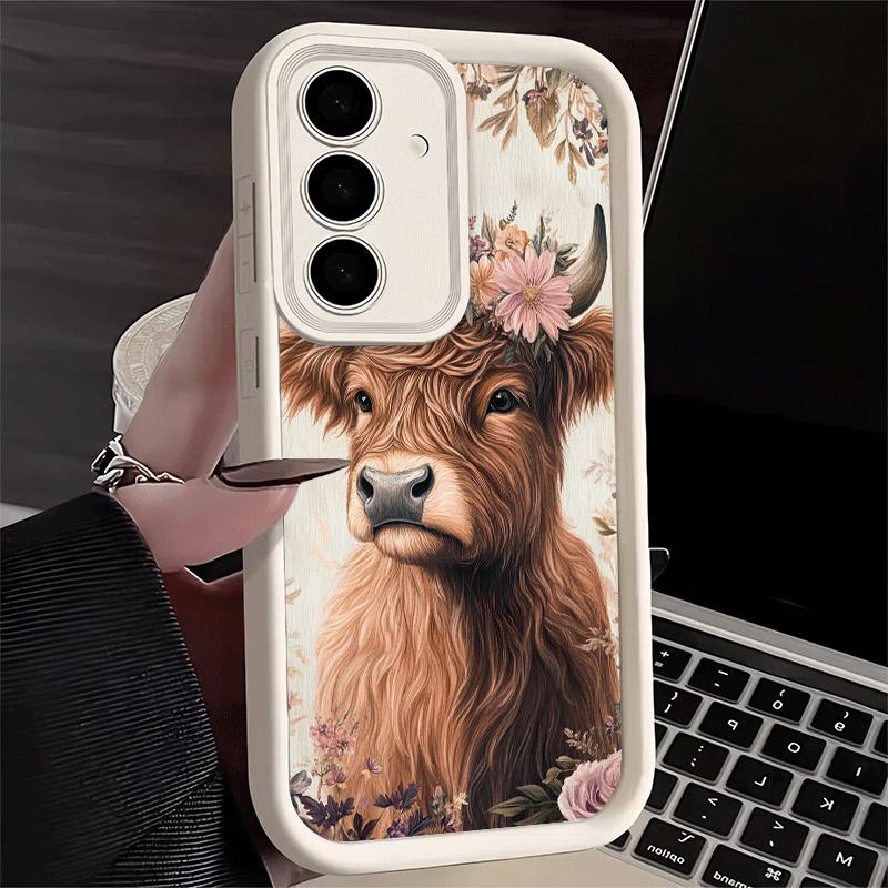 Coque de téléphone pour Samsung Galaxy A17 A16 A15 A14 A13 Vache des Highlands Mignonne A56 A36 A26 A55 A35 A25 A54 A34 A24 A53 A33 A23 A07 A06