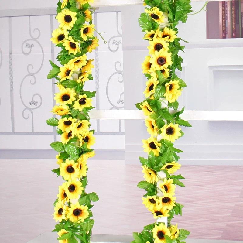 260 Cm Simulated Sunflower Wedding Arch Decoration, Plastic Flower Wind Pipe Decoration Suitable For Romantic Weddings