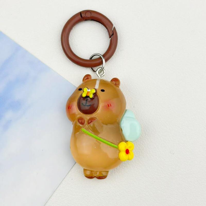 Glow-in-the-Dark Capybara Resin Keychain for Backpacks
