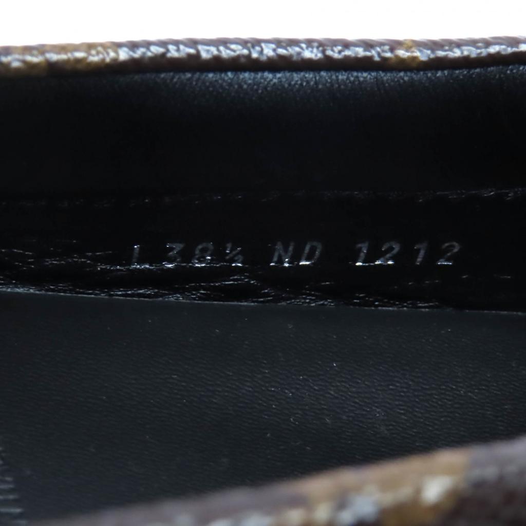 Excellent LOUIS VUITTON Driving Shoes Gloria Lyne Brown Leather Women 38.5 Used