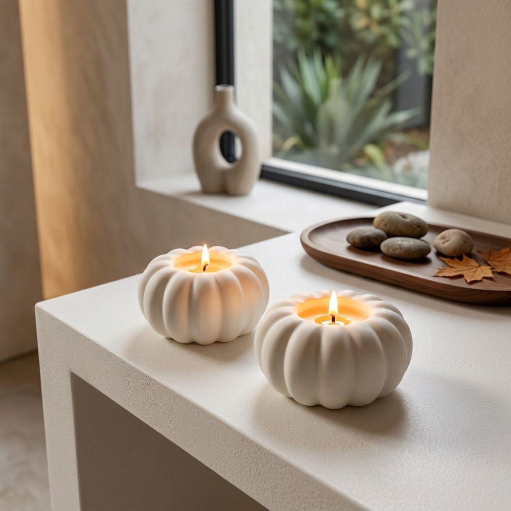 3D Printed Pumpkin Tealight Holder Fall Style Ambient Candle Stand Living Room