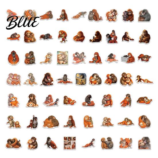Inspirational Phrase Stickers 60Pcs Punch Monkey Cartoon Vinyl Sticker Set Fun Waterproof Laptop Decoration Decals for Laptops Water Bottles