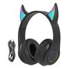 Bluetooth-compatible Headphone LED Devil Ear HiFi Glowing Cute Stereo Bass Wireless Headset