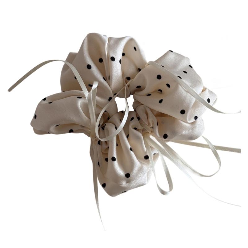 

Stretchable Round Dot Ballet Bowknot Hair Rope Hair Accessory Black White Elastic Hairband Props For Daily Use бежевый