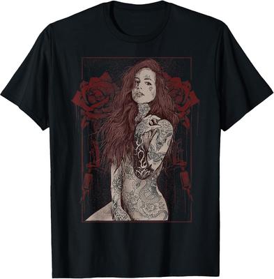 Rockabilly Rose Tattoo Pinup Girls Rock Music T-Shirt