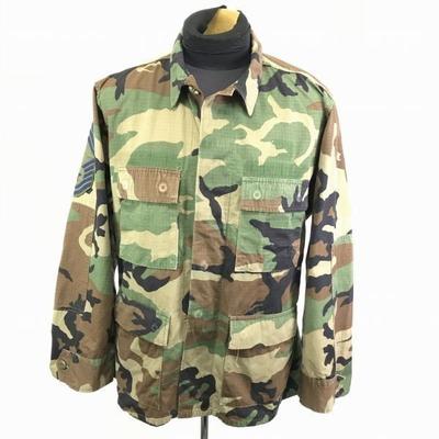 80s Vintage US Army BDU Jacket Men M Woodland Camouflage Adjustable Fit Buttons Military(USED)