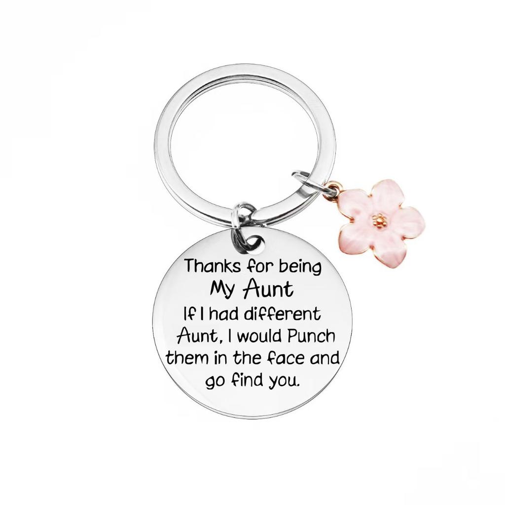 Stainless Steel Grateful Mothers Day Birthday Gift DIY Small Accessories Creative Keychain Stainless Steel Keychain for Backpack Bag Pendant