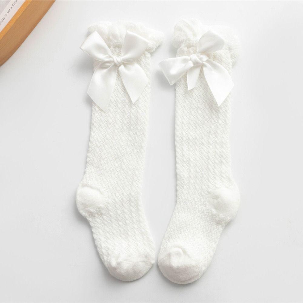 

Bubble Socks Bow Lace Socks Mesh Thin Stockings Sweet Mid-Tube Hosiery Girls белый