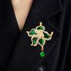 New High-end Light Luxury Crystal Floral Green Vintage Accessories Brooch
