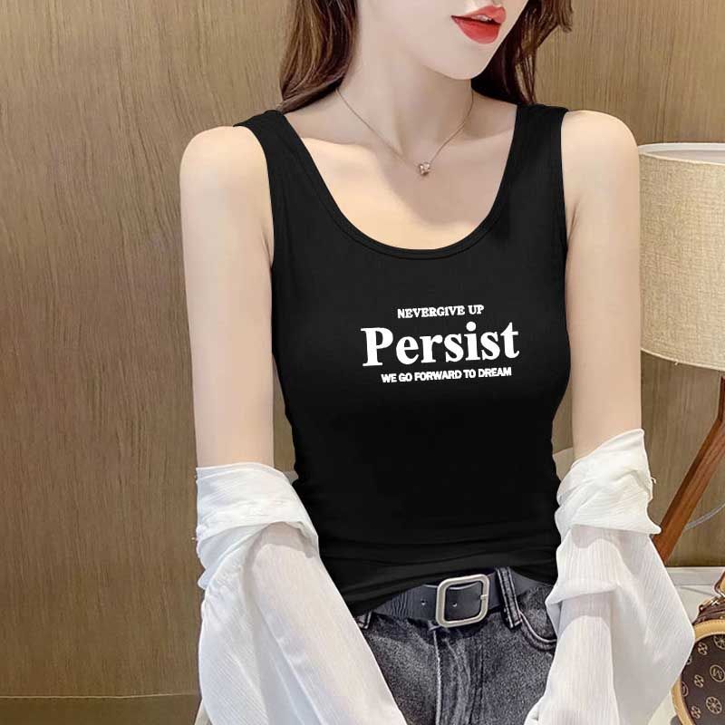 

Жіноча майка з круглим вирізом, модальною тканиною, літерним принтом, суцільним кольором, без рукавів, проста шаруватостями M чорний