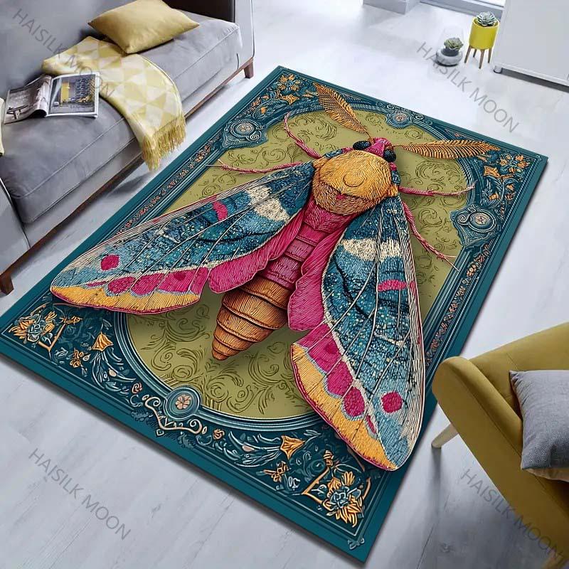 Multiple sizes Colorful Moth Art Design Carpet for Living Room Bedroom Sofa Home Decor Rus Non-slip Floor Mat Luxury Gift