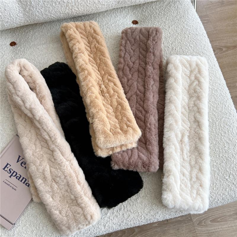 Neuer Imitat Rexkaninchenfell Kreuzschal Winddicht Kältefest Halskragen Dick Warmhalten Gestricktes Halstuch Damen