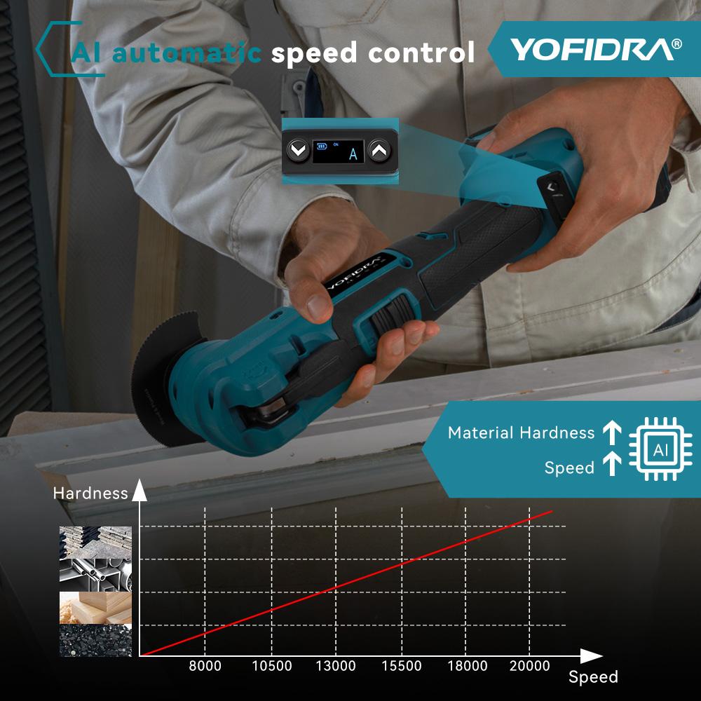 Yofidra Brushless Quickrelease Oscillating Tool 20000OPM Electric Saw Trimmer Woodworking Power Tool For Makita 18V Battery Pin