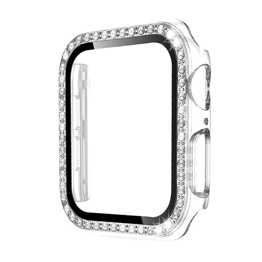 Glass+Diamond Watch Case for Apple Watch Series 8 7 6 SE 5 4 321 Screen Protector iWatch 45mm 41mm 44mm 40mm 42mm 38mm PC Cover