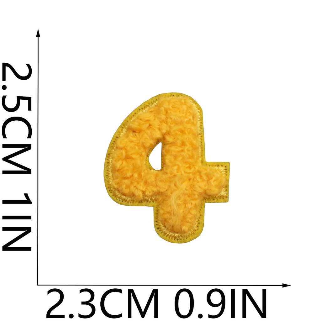Towel Embroidery English Alphabet Embroidery Cloth Sticker Small Number Patch Sticker Bag Decoration Chenille Embroidery Label Ironing