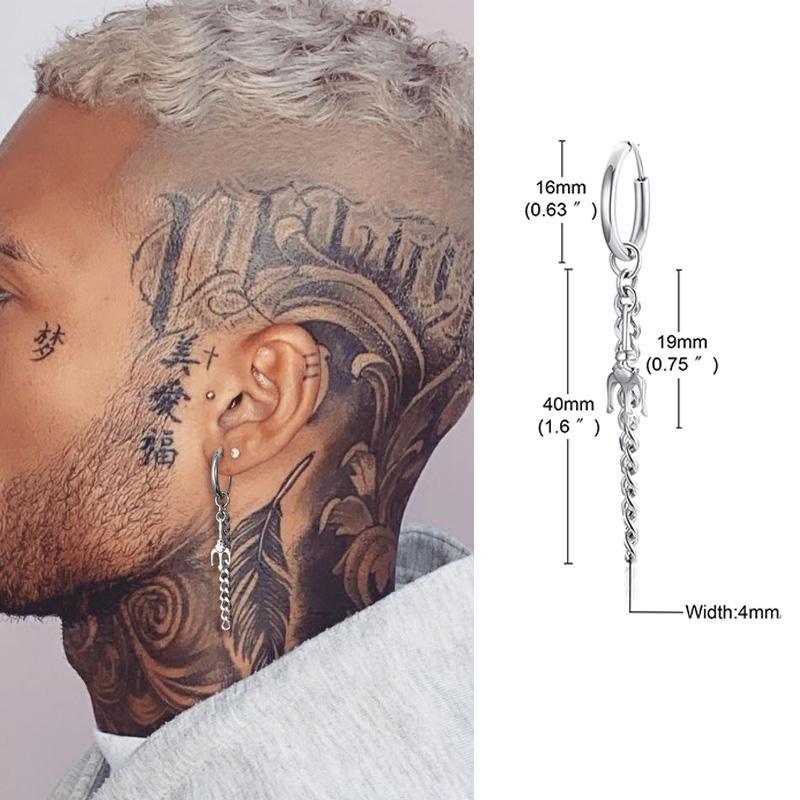 Lightning Bolt Charm Hoop Huggie Copper Color Earrings for Men Stainless Steel Hinge Hoops Lightnings